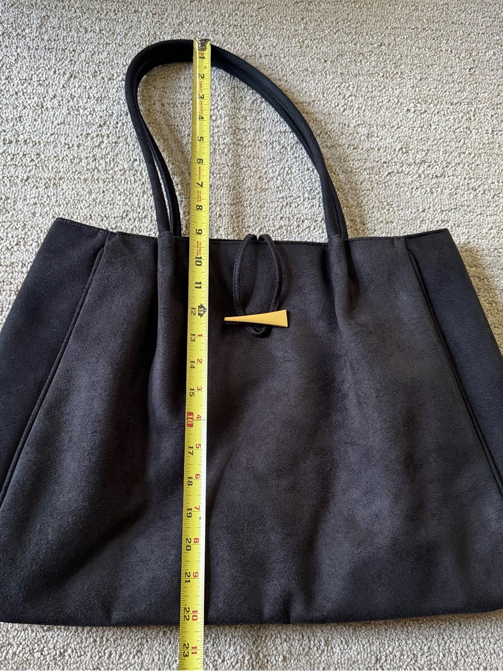 Donna Karan Black Faux Suede Tote Bag L-XL Minimalist
